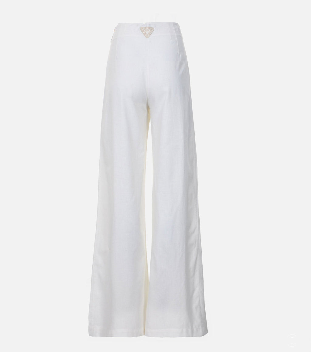 High Waist Trousers with Decorative Ties