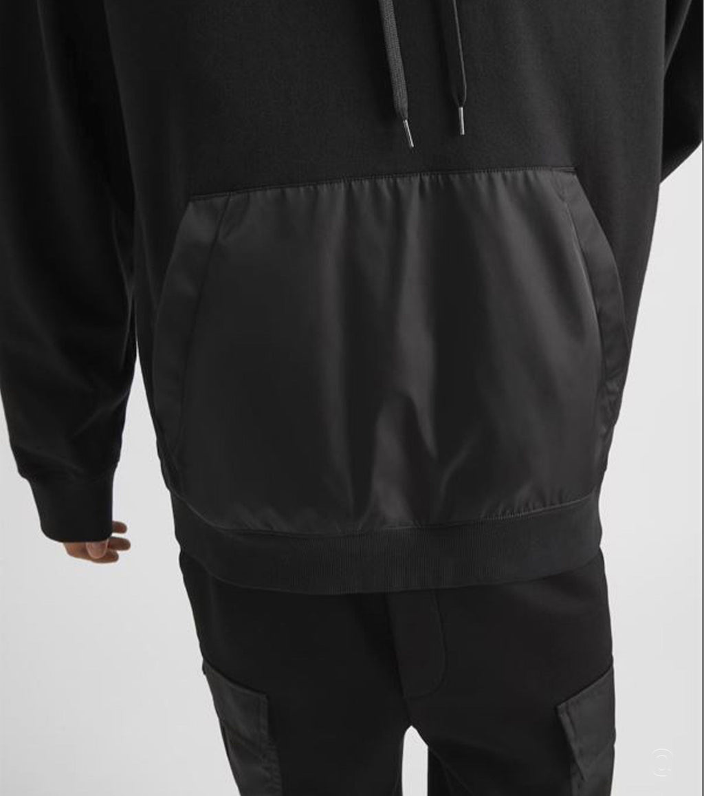 Black Cotton Fleece Hoodie PRA7033