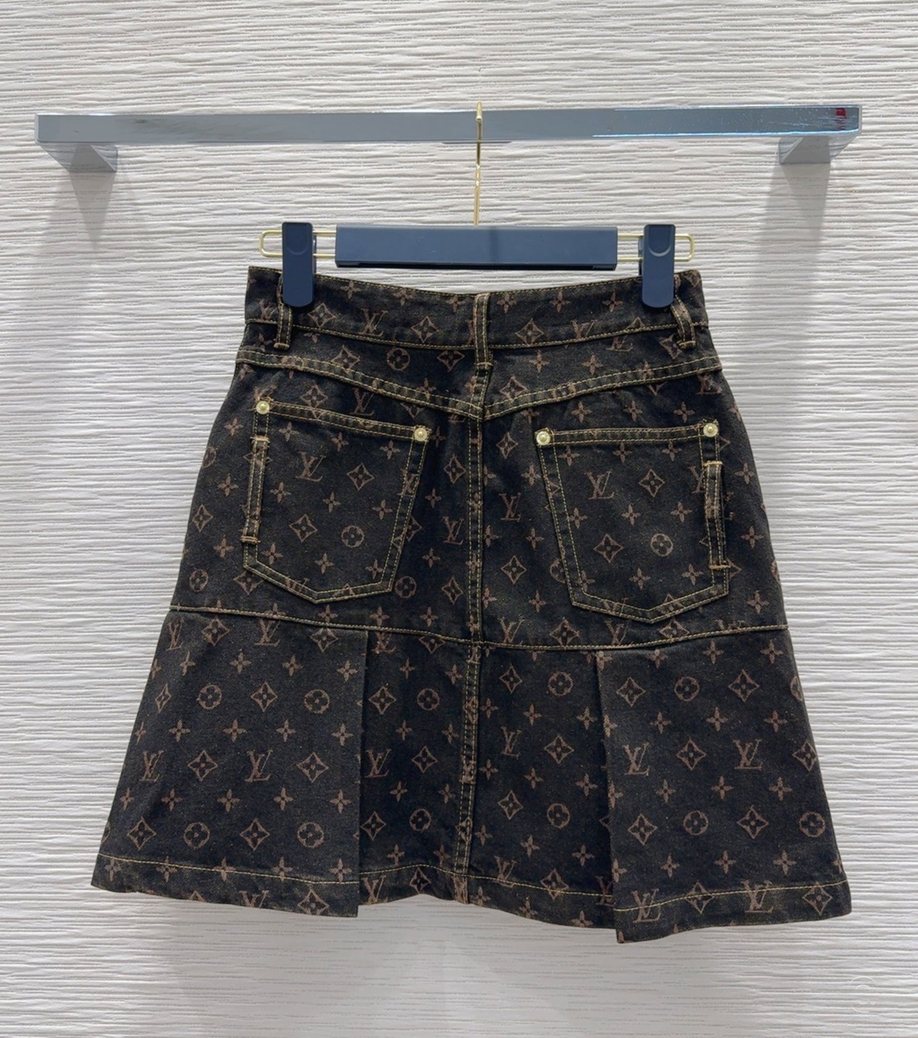 Monogram Denim Skirt