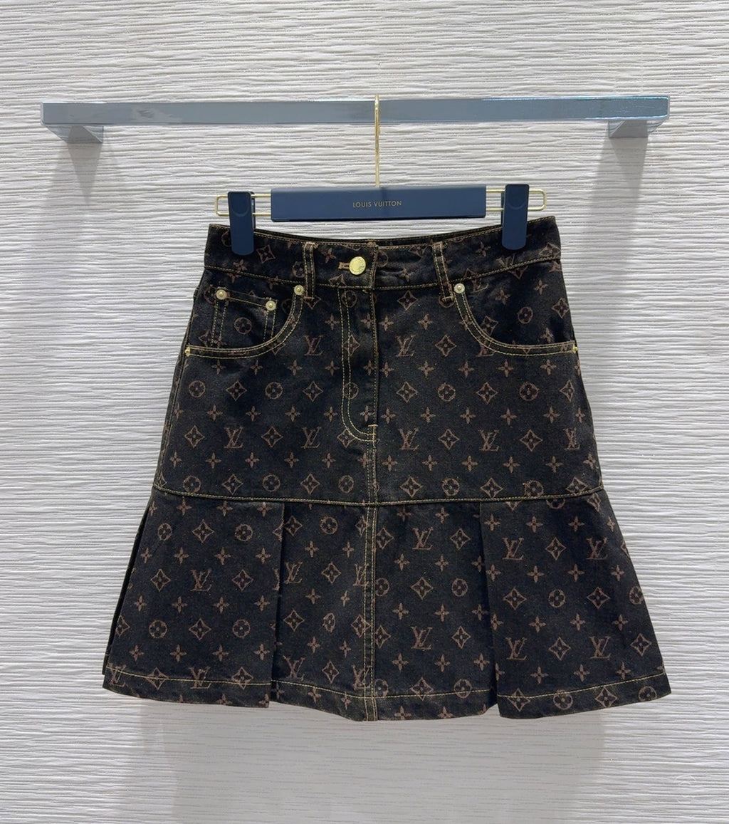 Monogram Denim Skirt