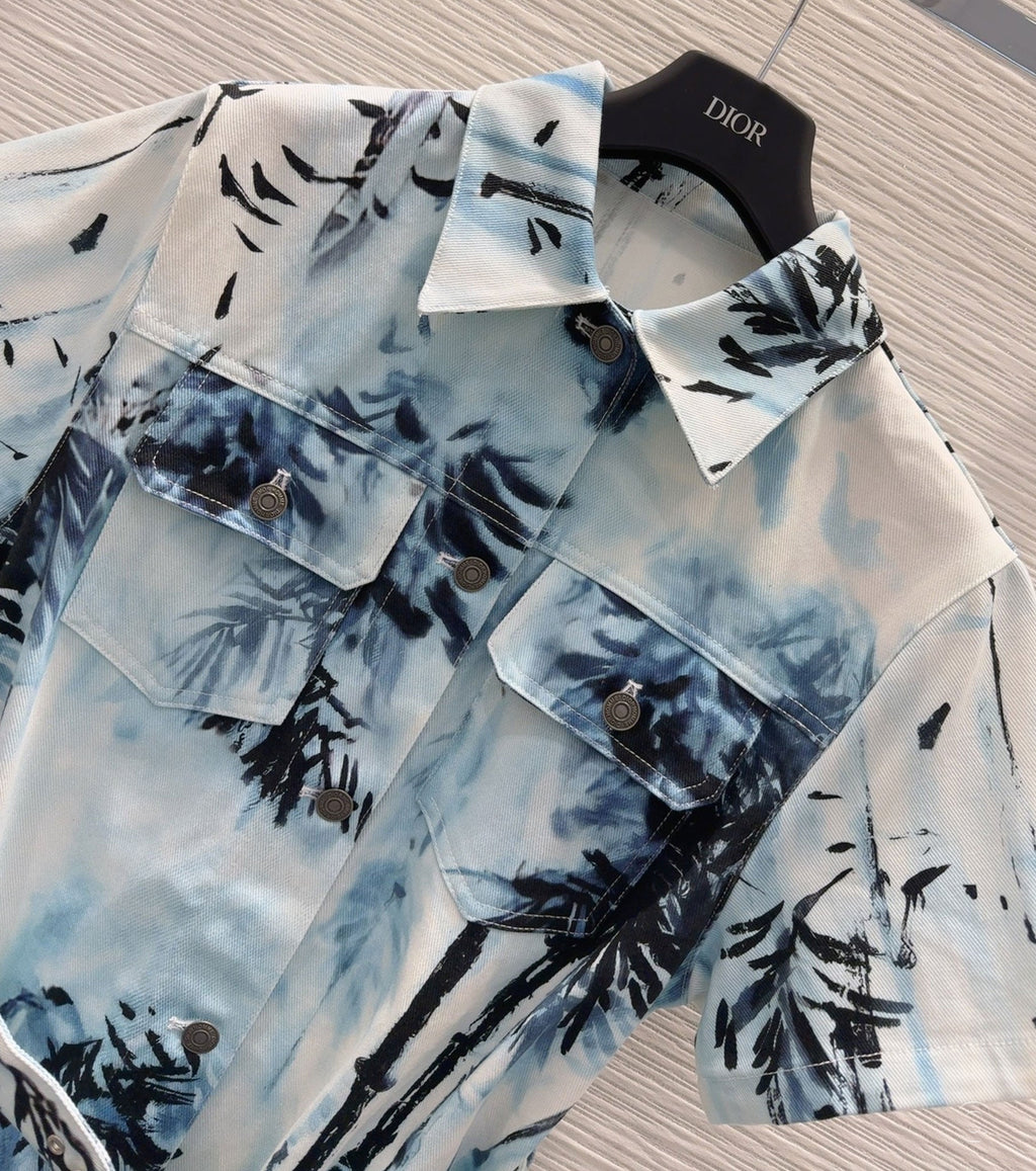 Printed Denim Dress