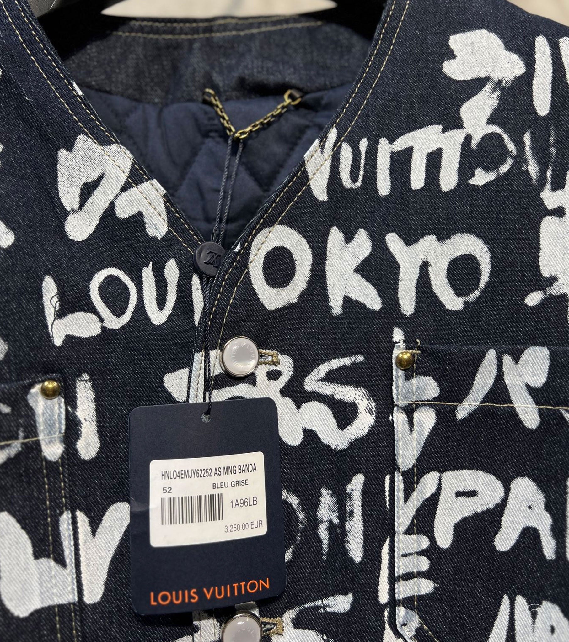 Men Denim Collarless Jacket