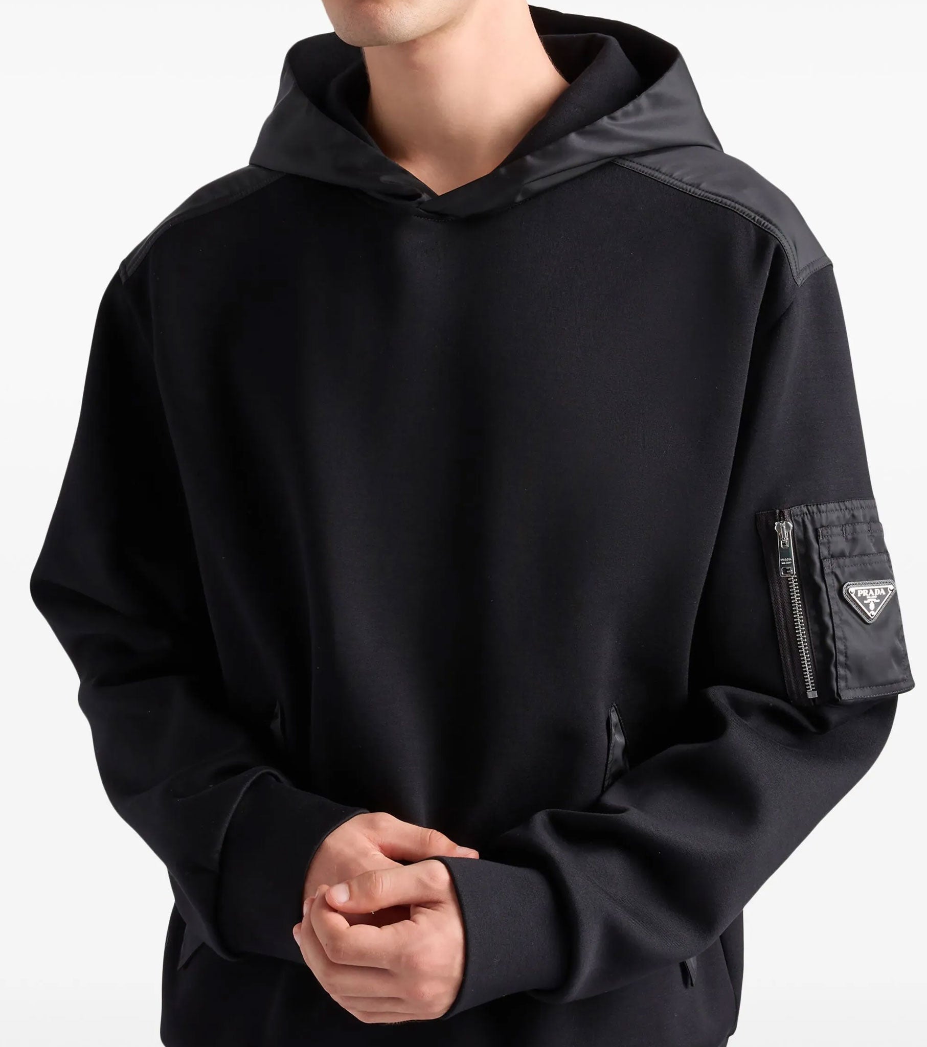 Cotton fleece and Re-Nylon hoodie PRA8127