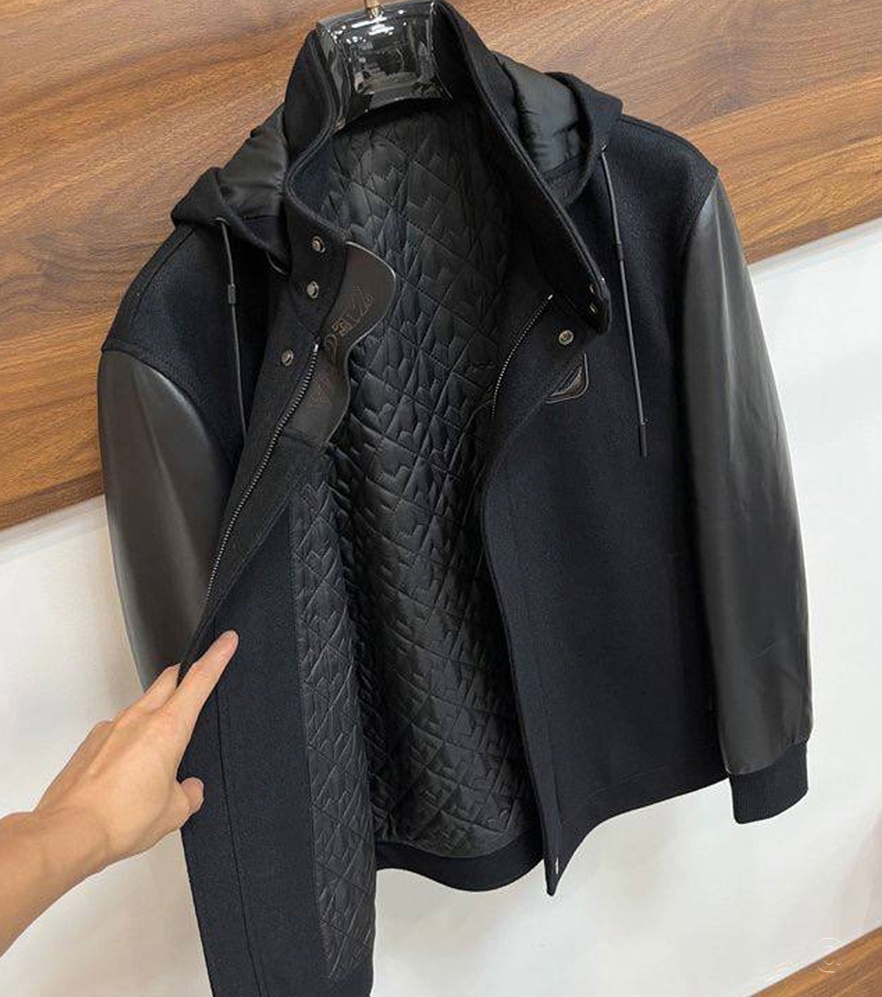 Men  Jacket with Leather Sleeves