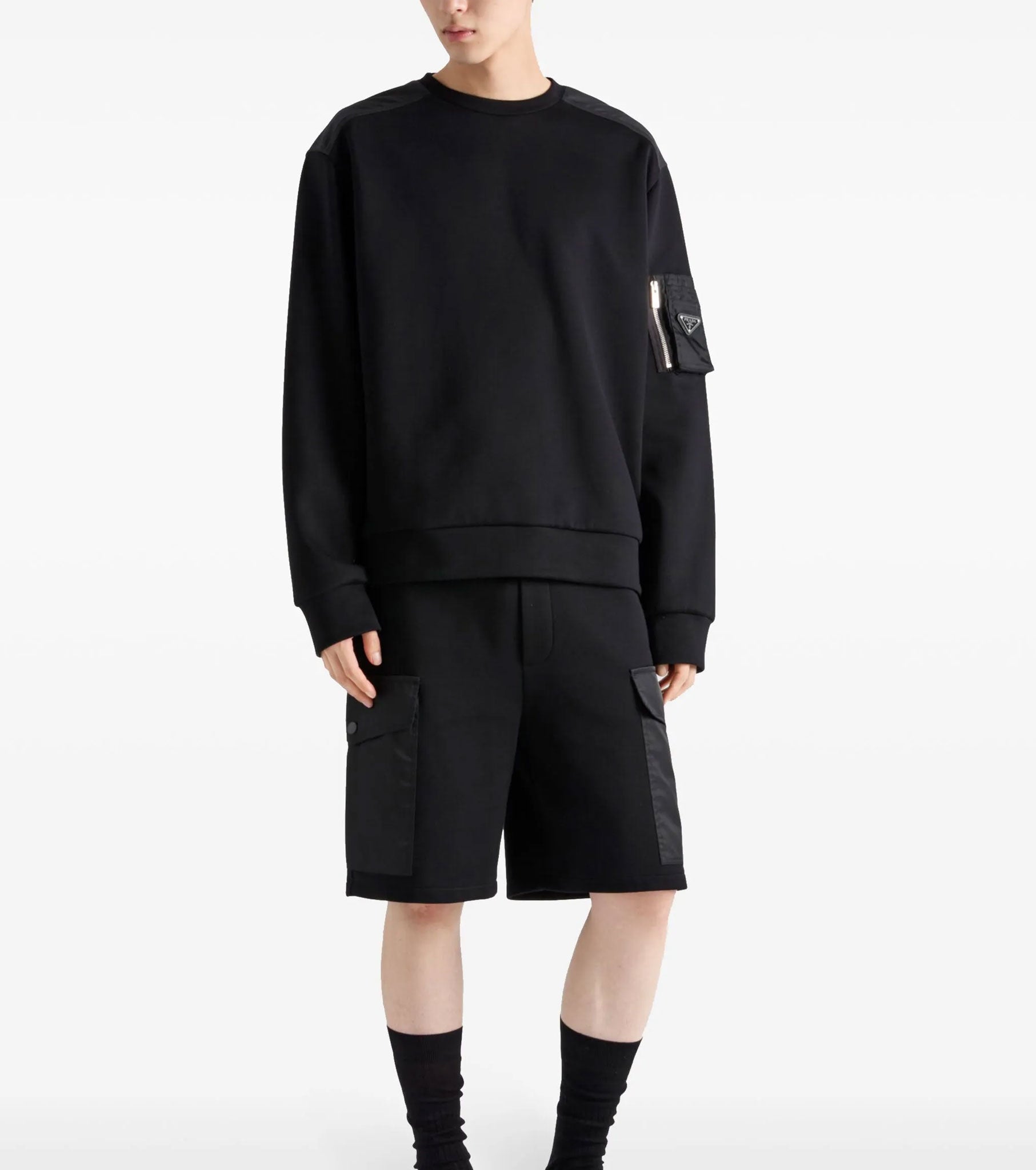 Cotton fleece and Re-Nylon sweatshirt PRA8126