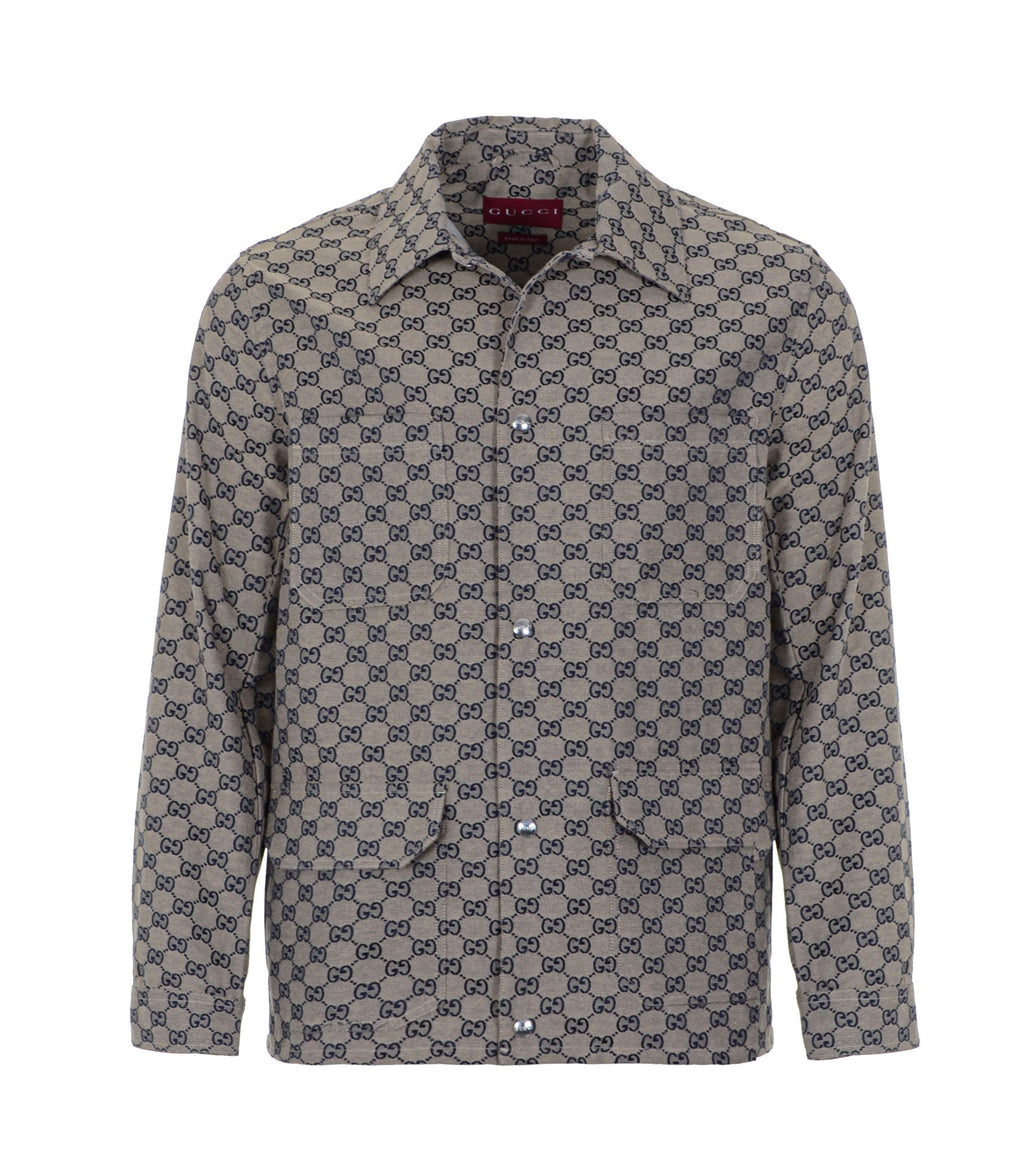 Linen Blend Canvas Shirt Jacket