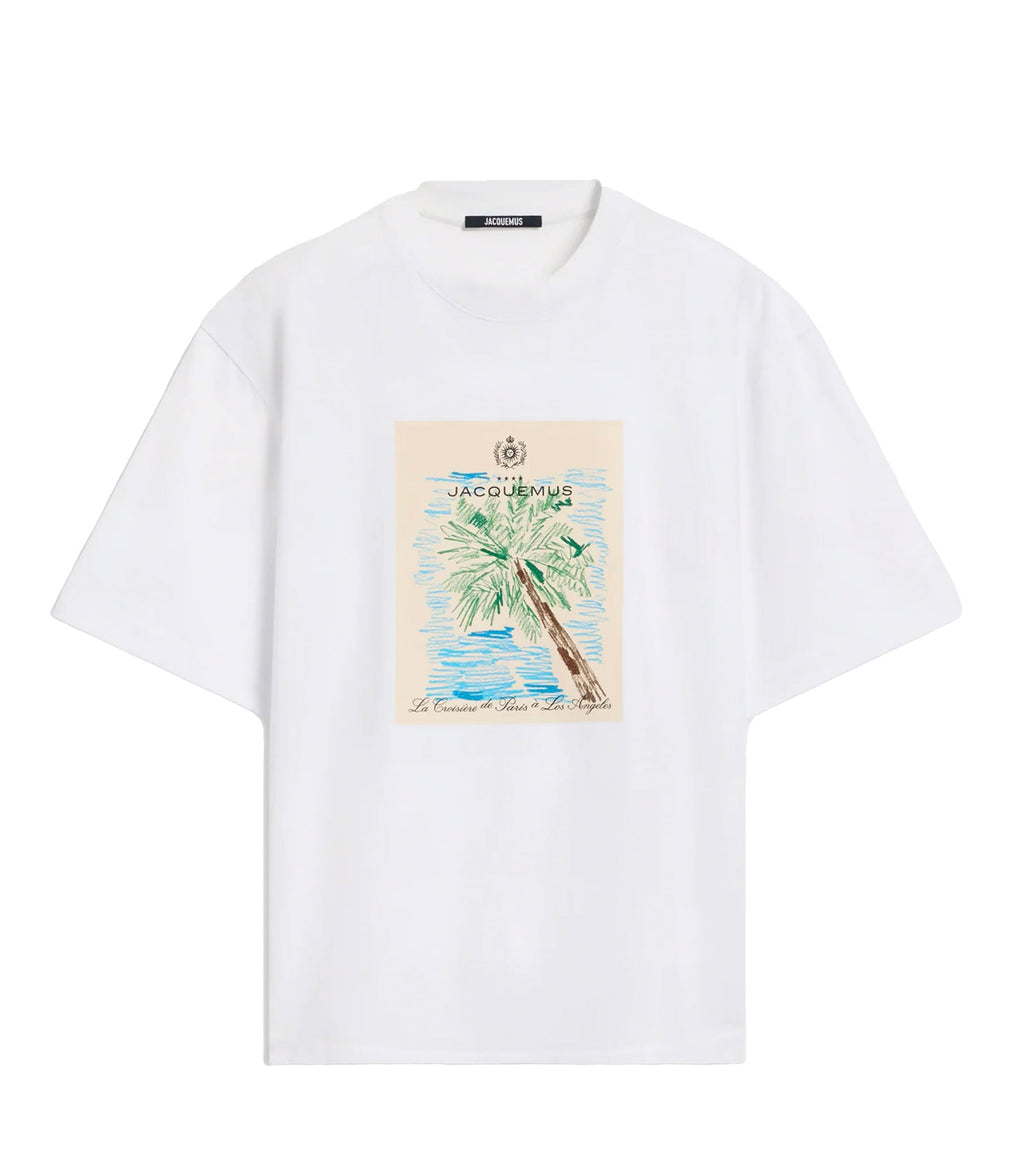 White cotton t-shirt with logo and print - Fashion Dose