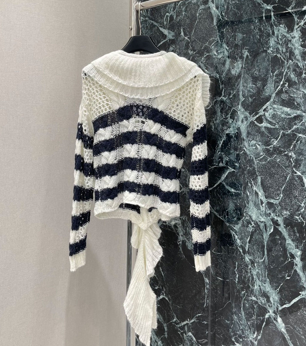 Cashmere Cardigan with Removable Ruched Collar